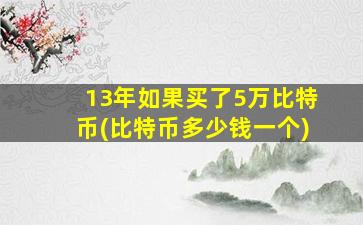 13年如果买了5万比特币(比特币多少钱一个)